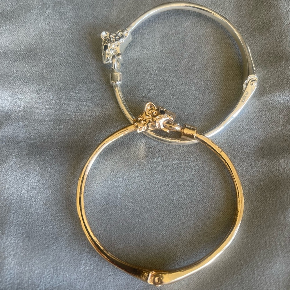 Elegant Gold and Silver Panther Bracelets
